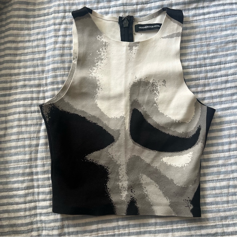 Maniere De Voir Black and Gray Abstract Tank Top